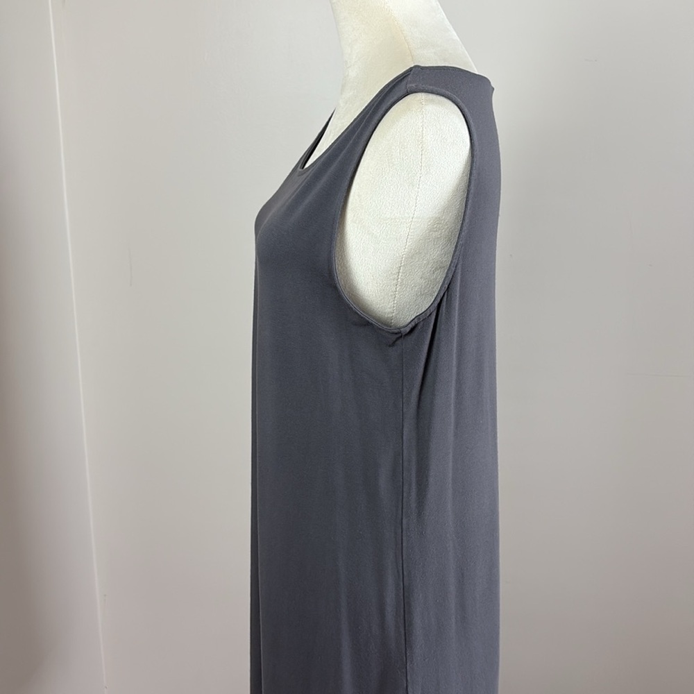 Eileen Fisher Sleeveless Dress Rayon Lycra Soft Stretch Knit A Line Grey Size M - Picture 4 of 11